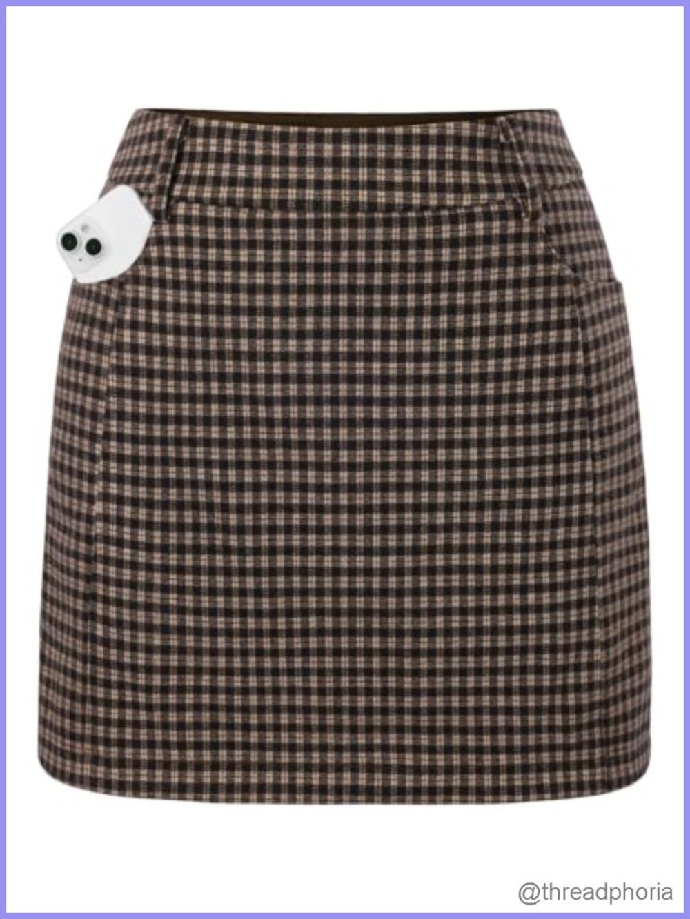 Women Plaid Mini Skort with Built-in Shorts, High Waist Pencil Skirt, Slash